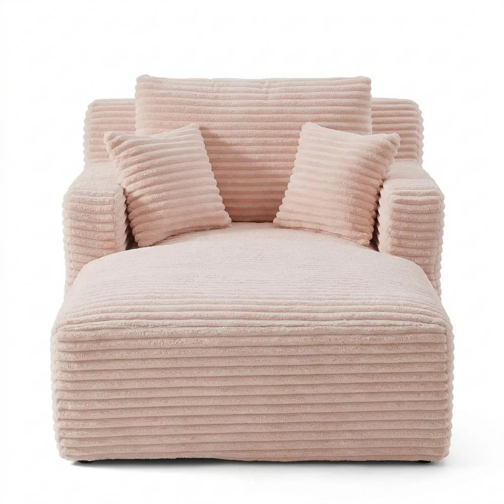 Bequemes Chaiselongue Sofa aus Cordstoff, Relaxsessel für Wohnzimmer und Büro in Rosa