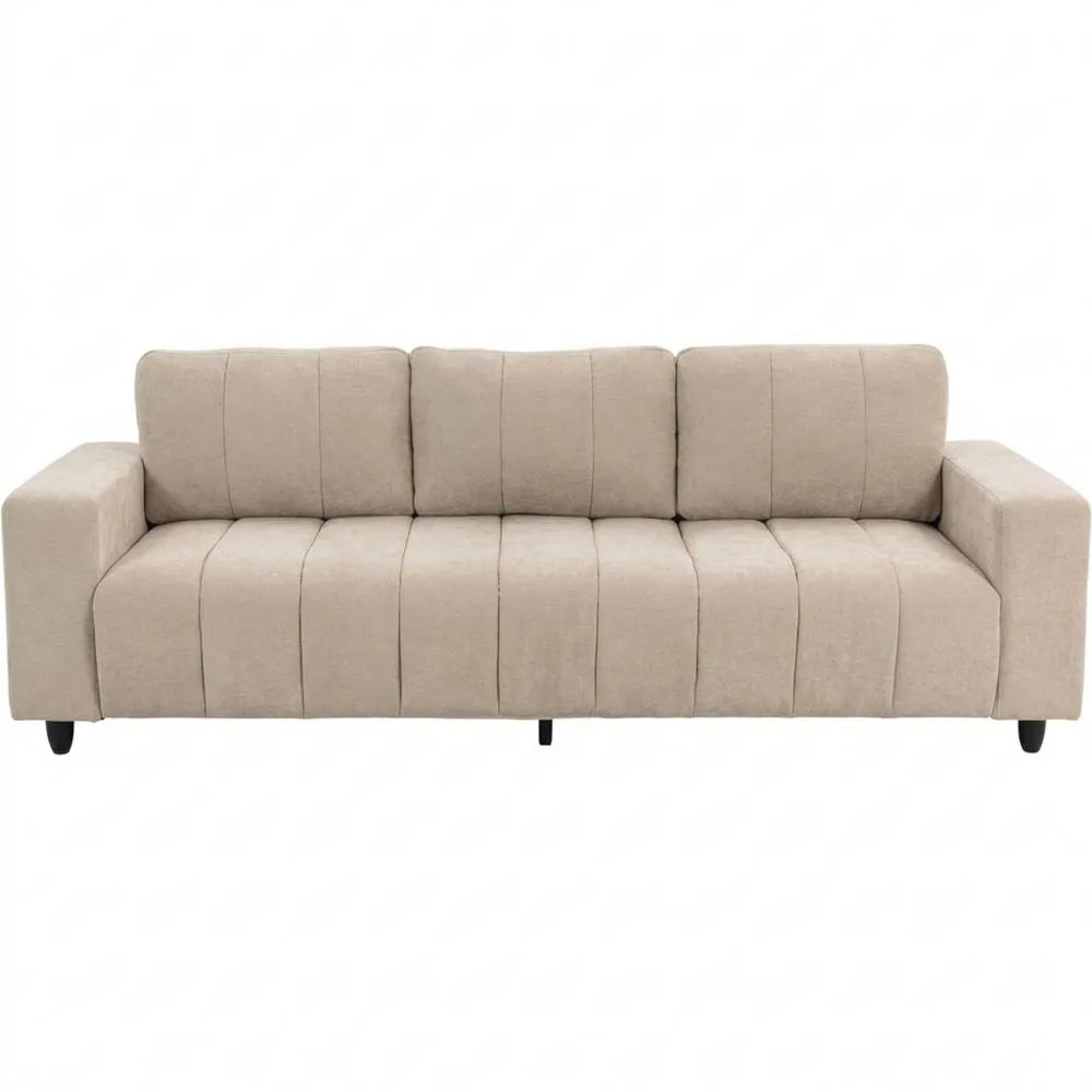 Beige Ecksofa mit Chaiselongue in Leinen-Optik