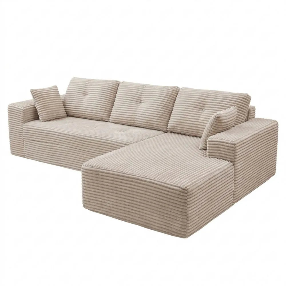 L-förmiges modulares Schlafsofa mit Chaiselongue, verstellbar, Cordbezug