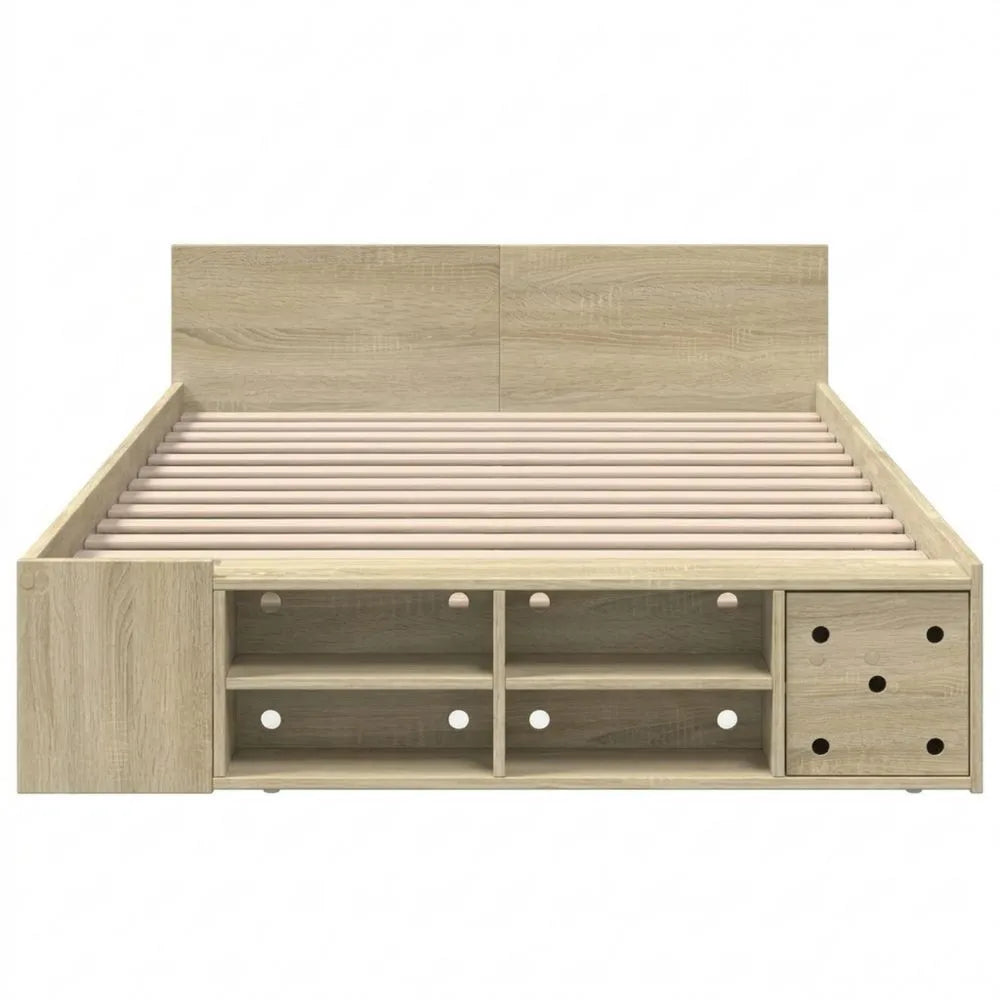 Einzelbett mit Schublade und Lattenrost 90x200 cm, Eiche