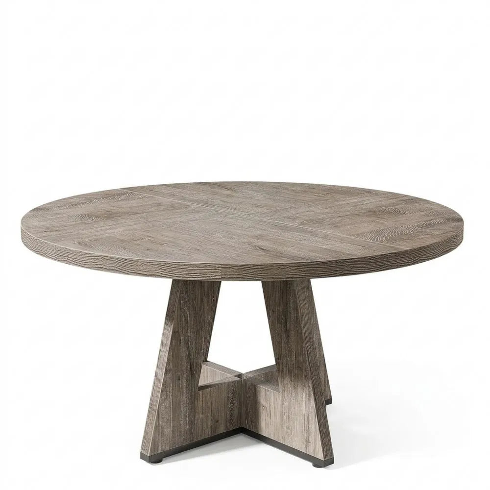 Runder Holztisch für Esszimmer, rustikales Design, 120 cm