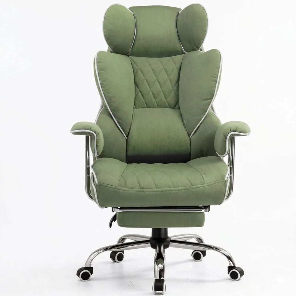 Ergonomischer Gaming-Bürostuhl mit Lendenwirbelstütze und Fußstütze, Grün